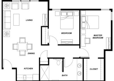Avamere at Sandy 1 Bedroom 980 sq ft floor plan